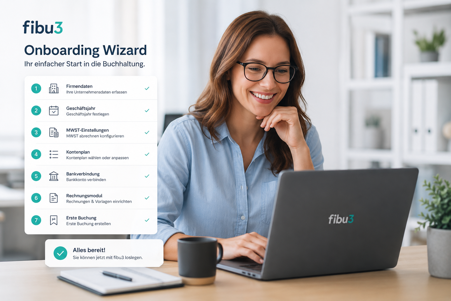 Nouveau wizard d'onboarding fibu3 : démarrez la comptabilité plus simplement