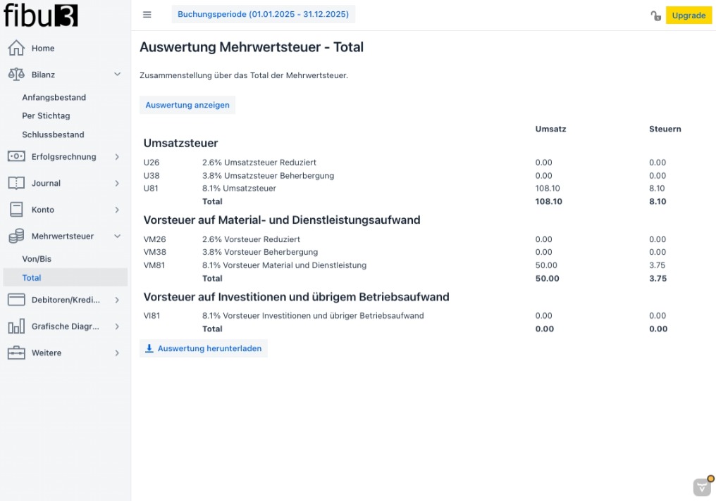 VAT filing with fibu3